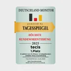 Siegel Tagesspiegel Deutschland-Monitor: 1. Platz Kundenorientierung
